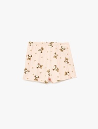 Ayıcık Baskılı Rahat Kalıp Beli Lastikli Viskon Şort