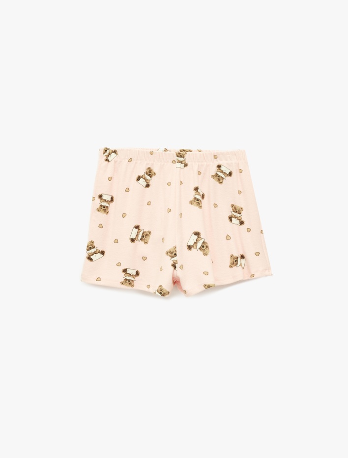  Ayıcık Baskılı Rahat Kalıp Beli Lastikli Viskon Şort