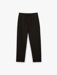 Duble Paça Cepli Viskon Karışımlı Beli Bağcıklı Pantolon