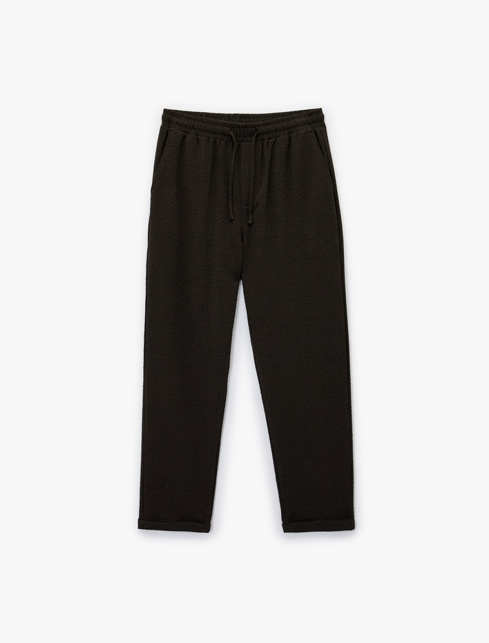  Duble Paça Cepli Viskon Karışımlı Beli Bağcıklı Pantolon