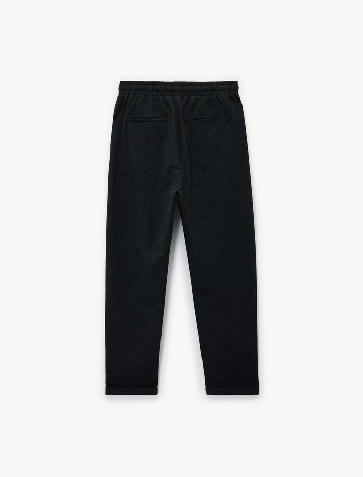  Duble Paça Cepli Viskon Karışımlı Beli Bağcıklı Pantolon