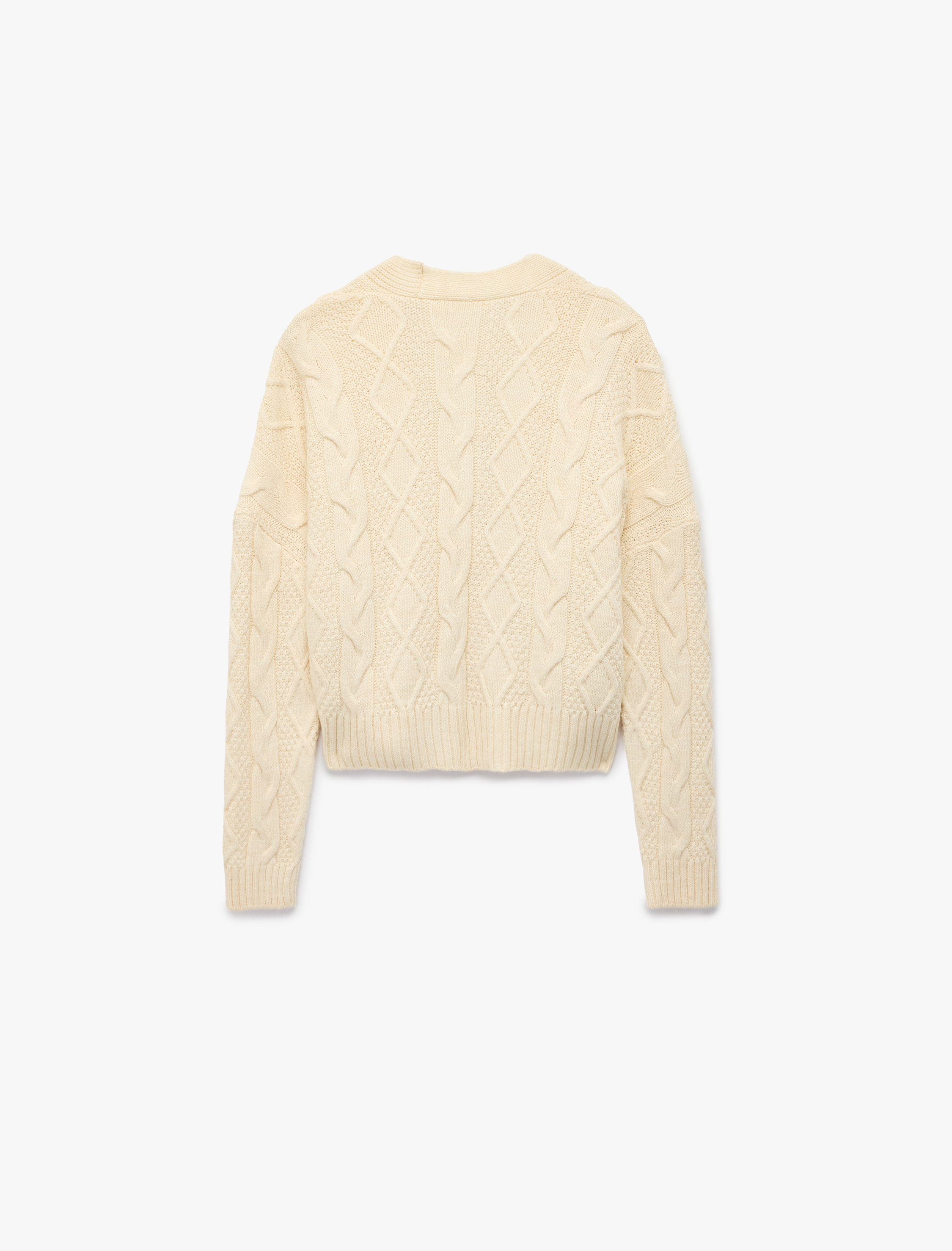   Koton X Sibil Çetinkaya - Uzun Kollu Düğmeli V Yaka Saç Örgü Crop Oversize Hırka