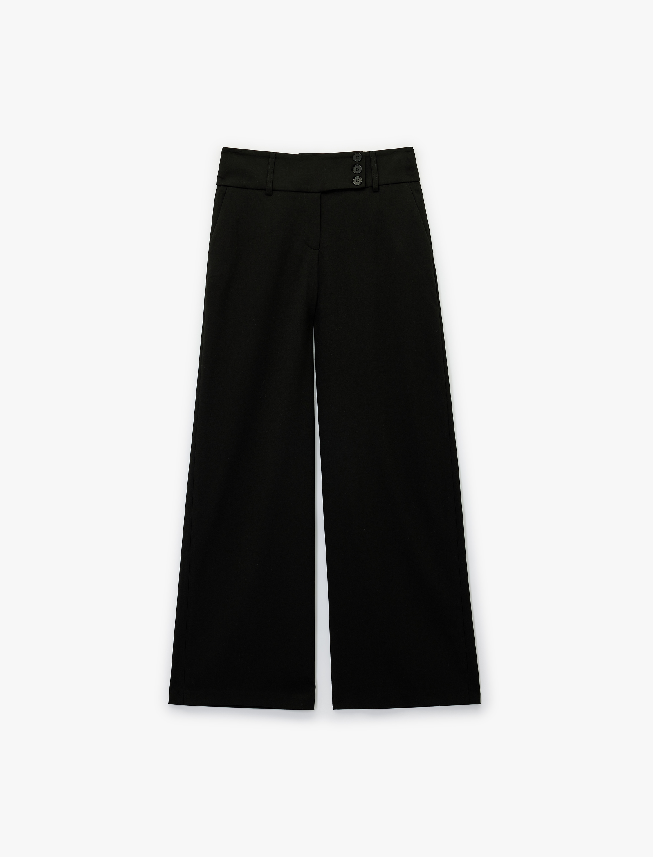   Standart Bel Cepli Düz Geniş Paça Palazzo Pantolon