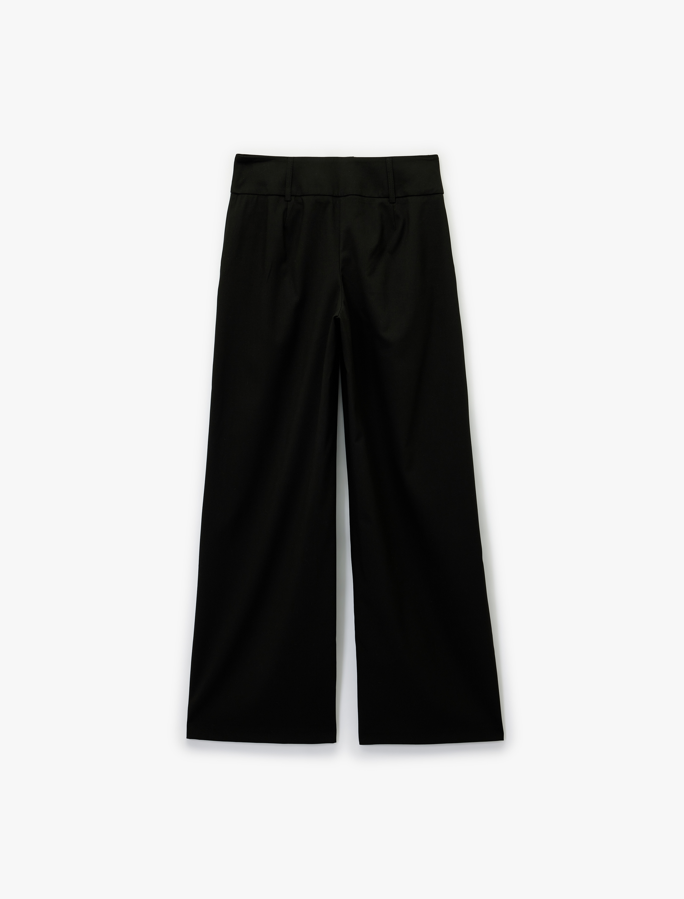   Standart Bel Cepli Düz Geniş Paça Palazzo Pantolon