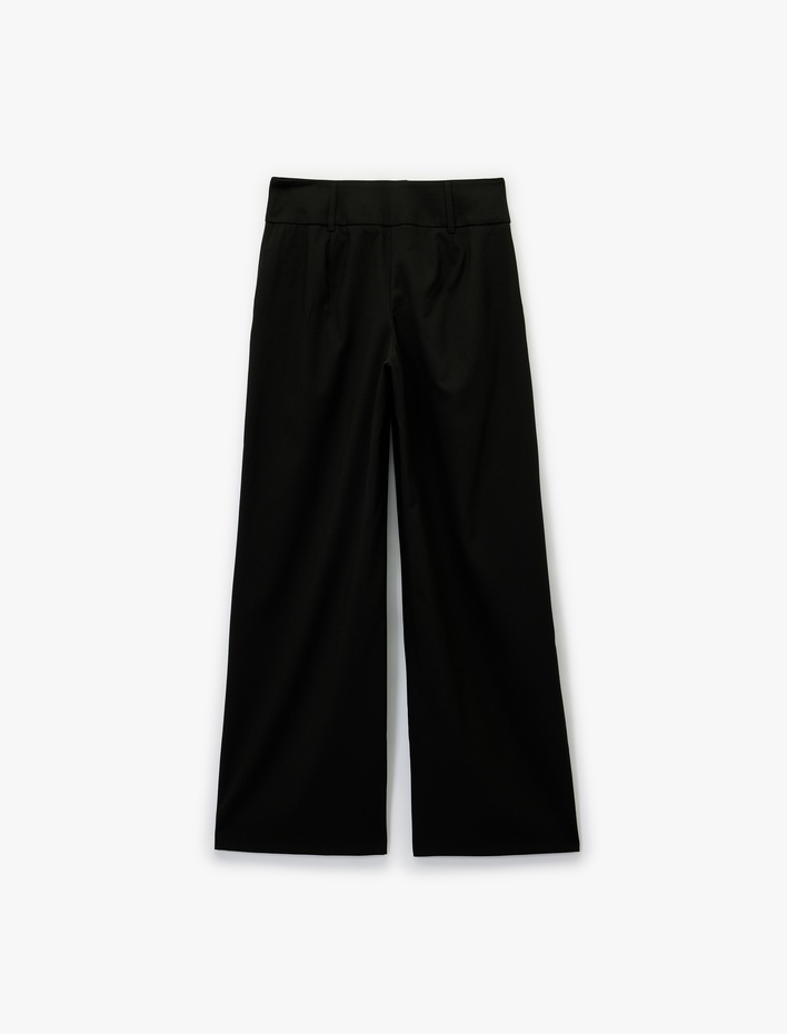  Standart Bel Cepli Düz Geniş Paça Palazzo Pantolon