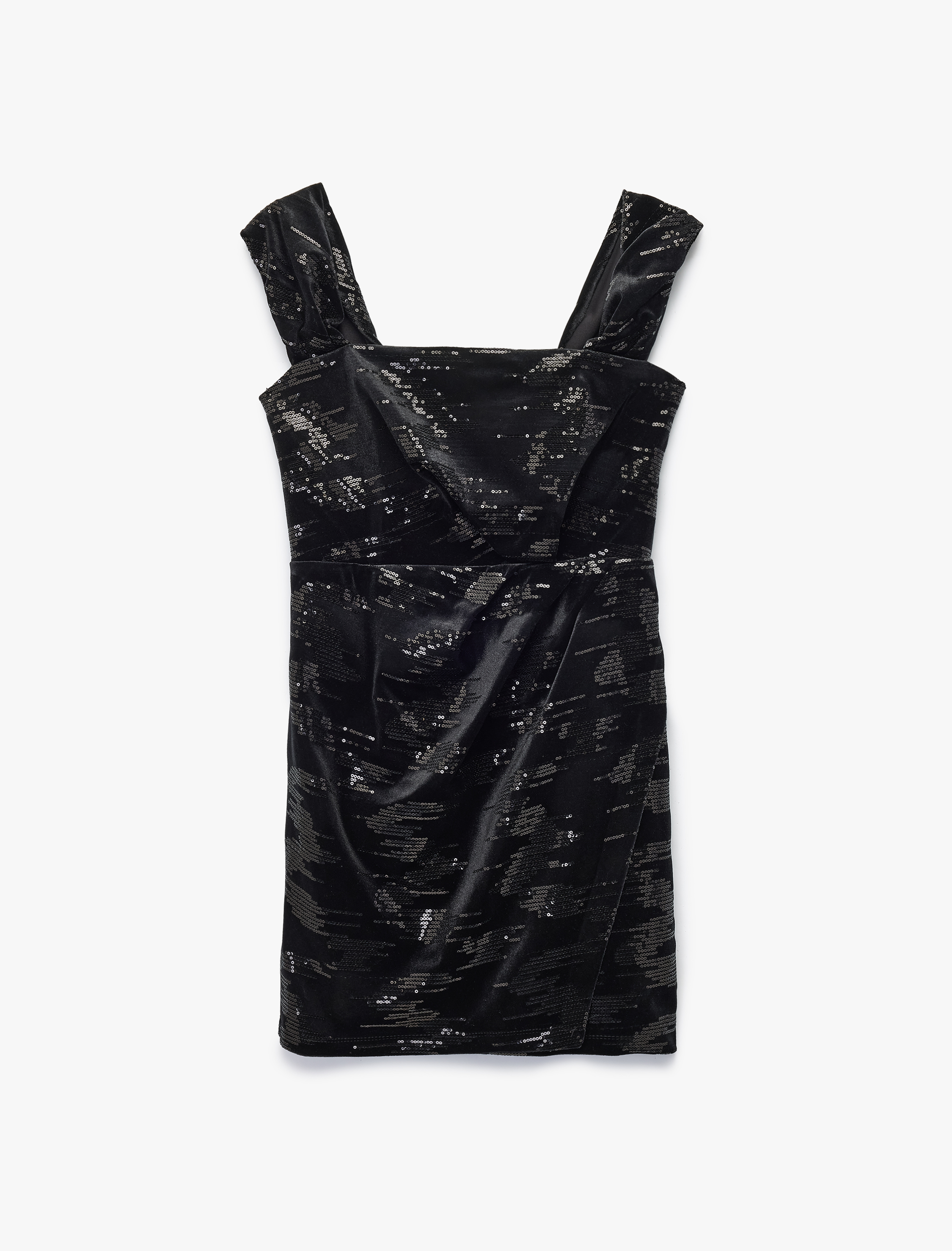   Straplez Payetli Kolsuz Bodycon Mini Abiye Elbise