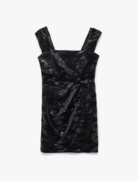 Straplez Payetli Kolsuz Bodycon Mini Abiye Elbise