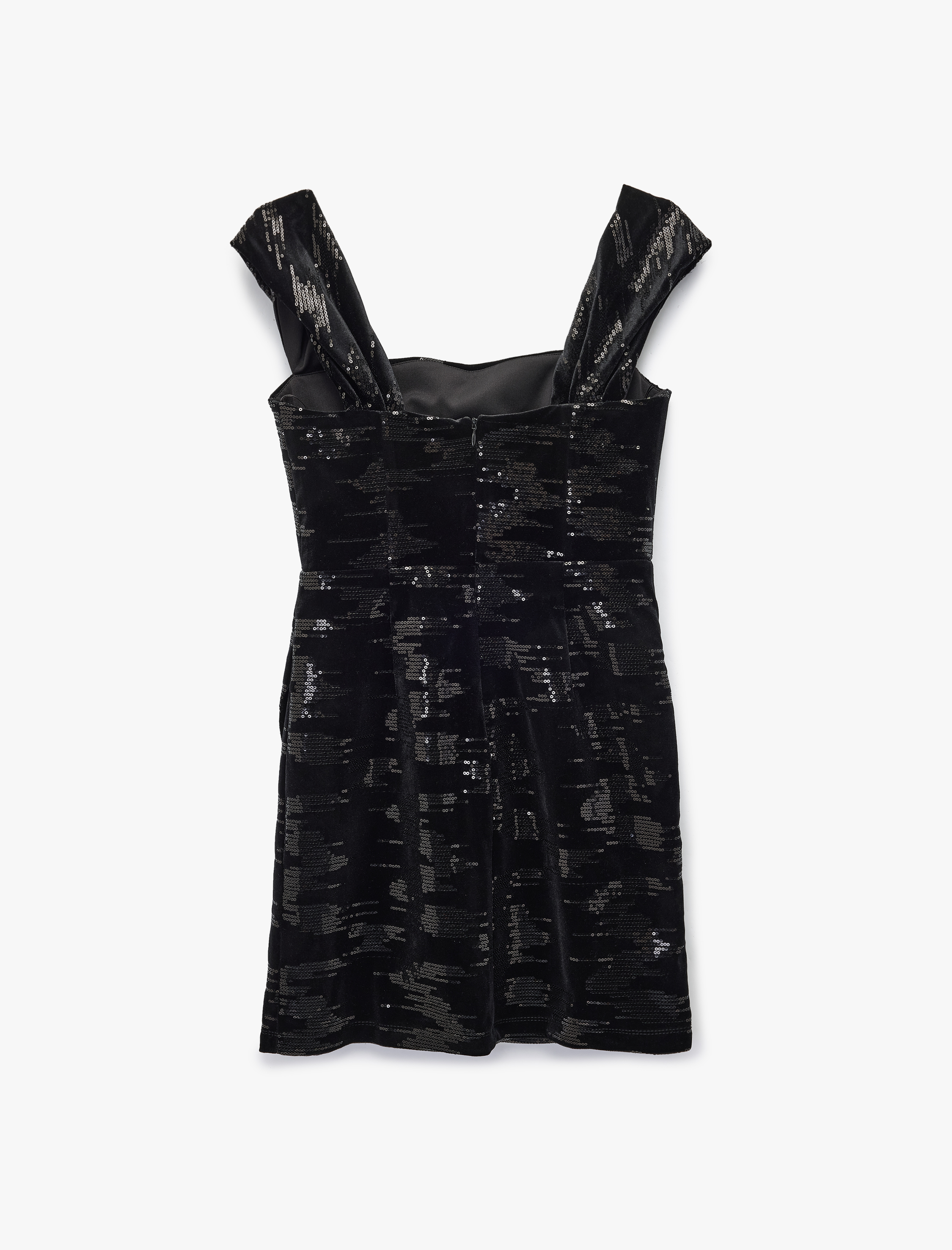   Straplez Payetli Kolsuz Bodycon Mini Abiye Elbise