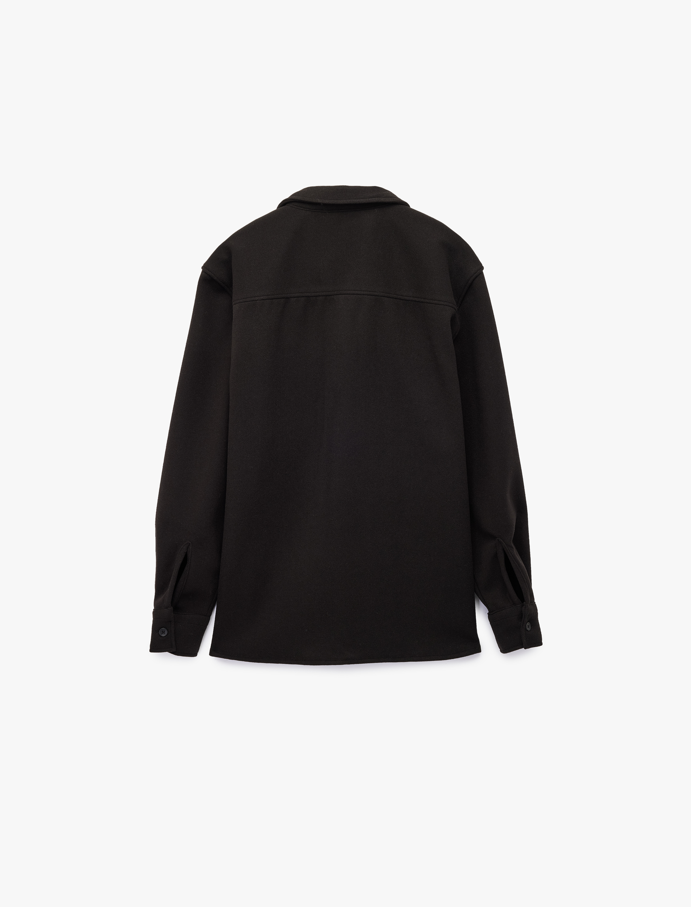   Viskon Karışımlı Cep Detaylı Uzun Kollu Düğmeli Klasik Yaka Gömlek Ceket