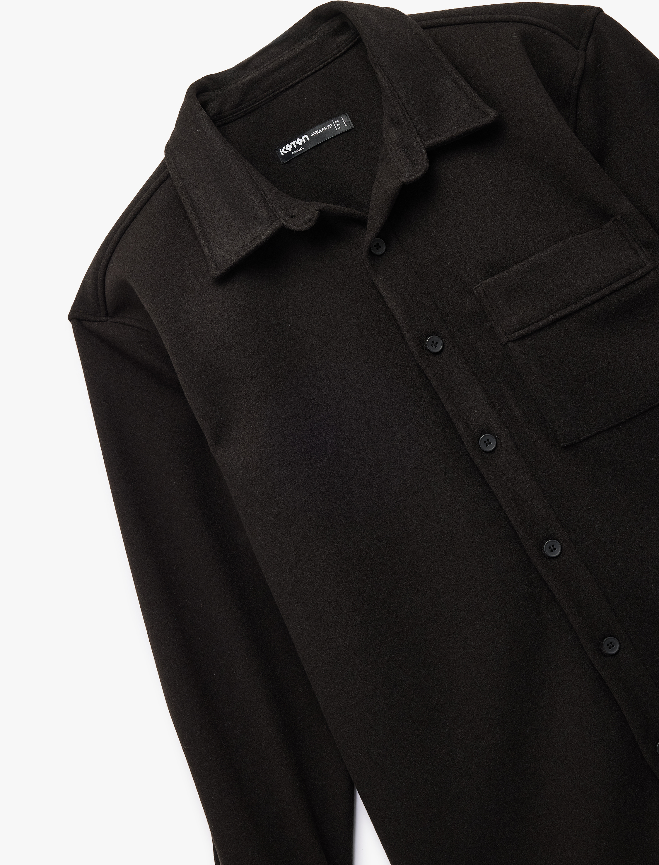   Viskon Karışımlı Cep Detaylı Uzun Kollu Düğmeli Klasik Yaka Gömlek Ceket