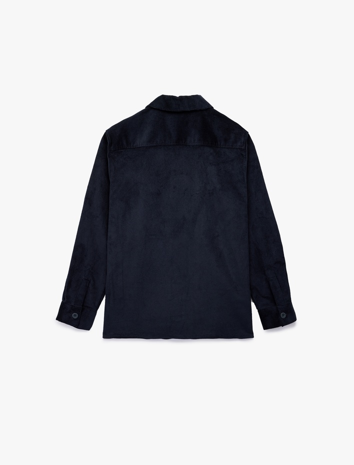  Regular Fit Pamuklu Cepli Klasik Yaka Uzun Kollu Fitilli Kadife Gömlek Ceket