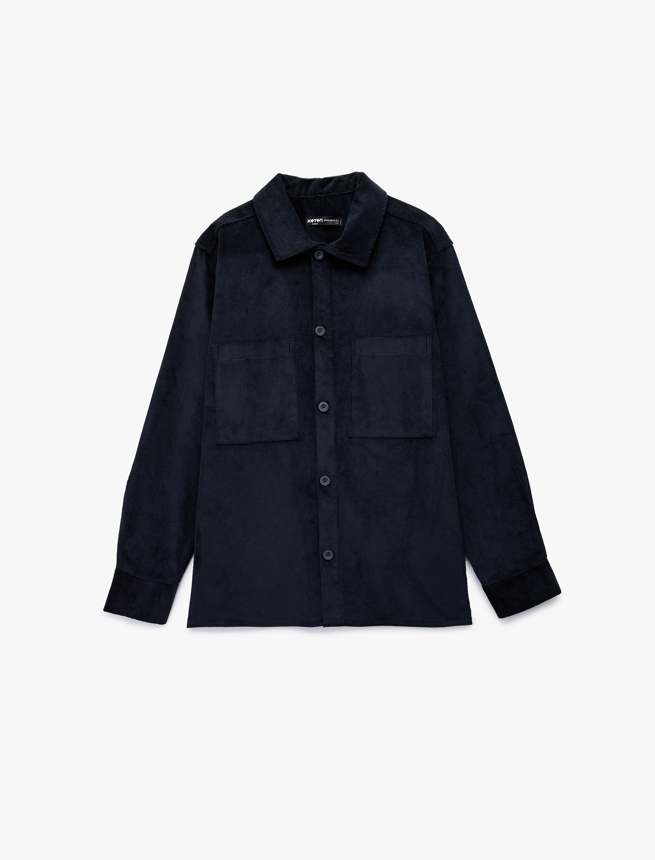   Regular Fit Pamuklu Cepli Klasik Yaka Uzun Kollu Fitilli Kadife Gömlek Ceket