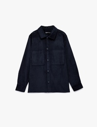 Regular Fit Pamuklu Cepli Klasik Yaka Uzun Kollu Fitilli Kadife Gömlek Ceket