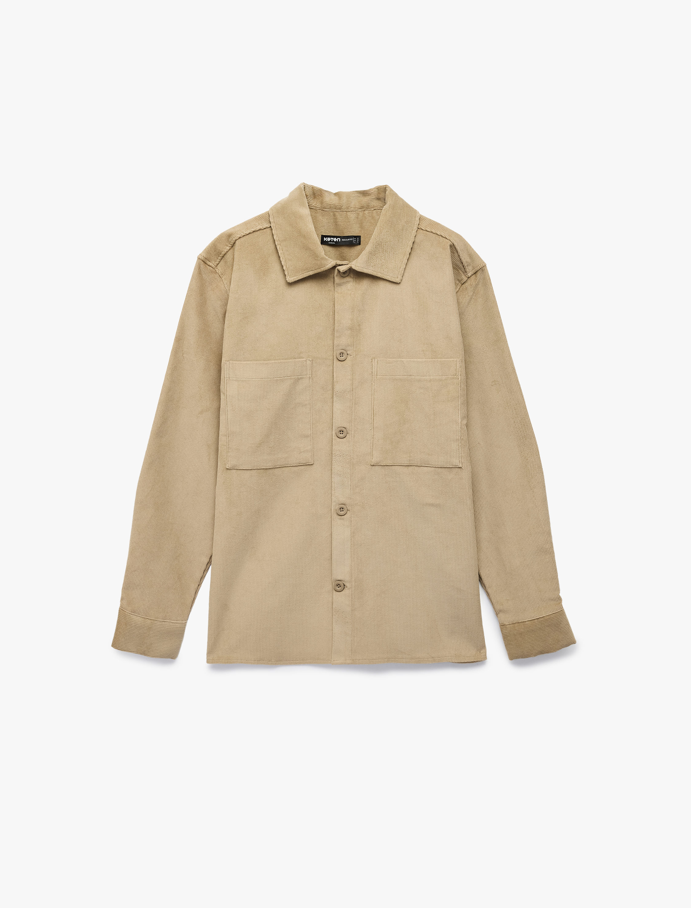   Regular Fit Pamuklu Cepli Klasik Yaka Uzun Kollu Fitilli Kadife Gömlek Ceket