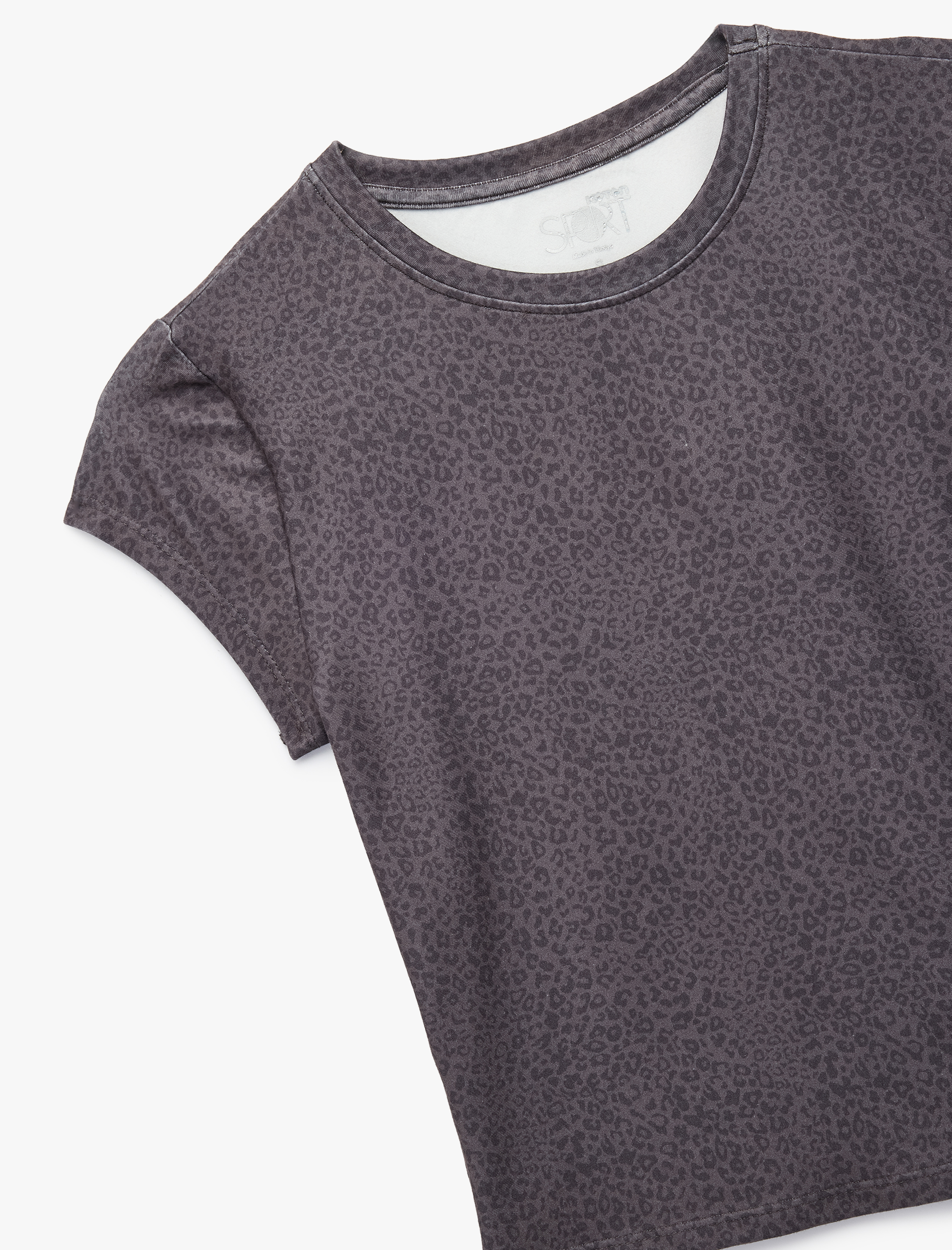   Kısa Kollu Bisiklet Yaka Leopar Baskılı Spor Tişört