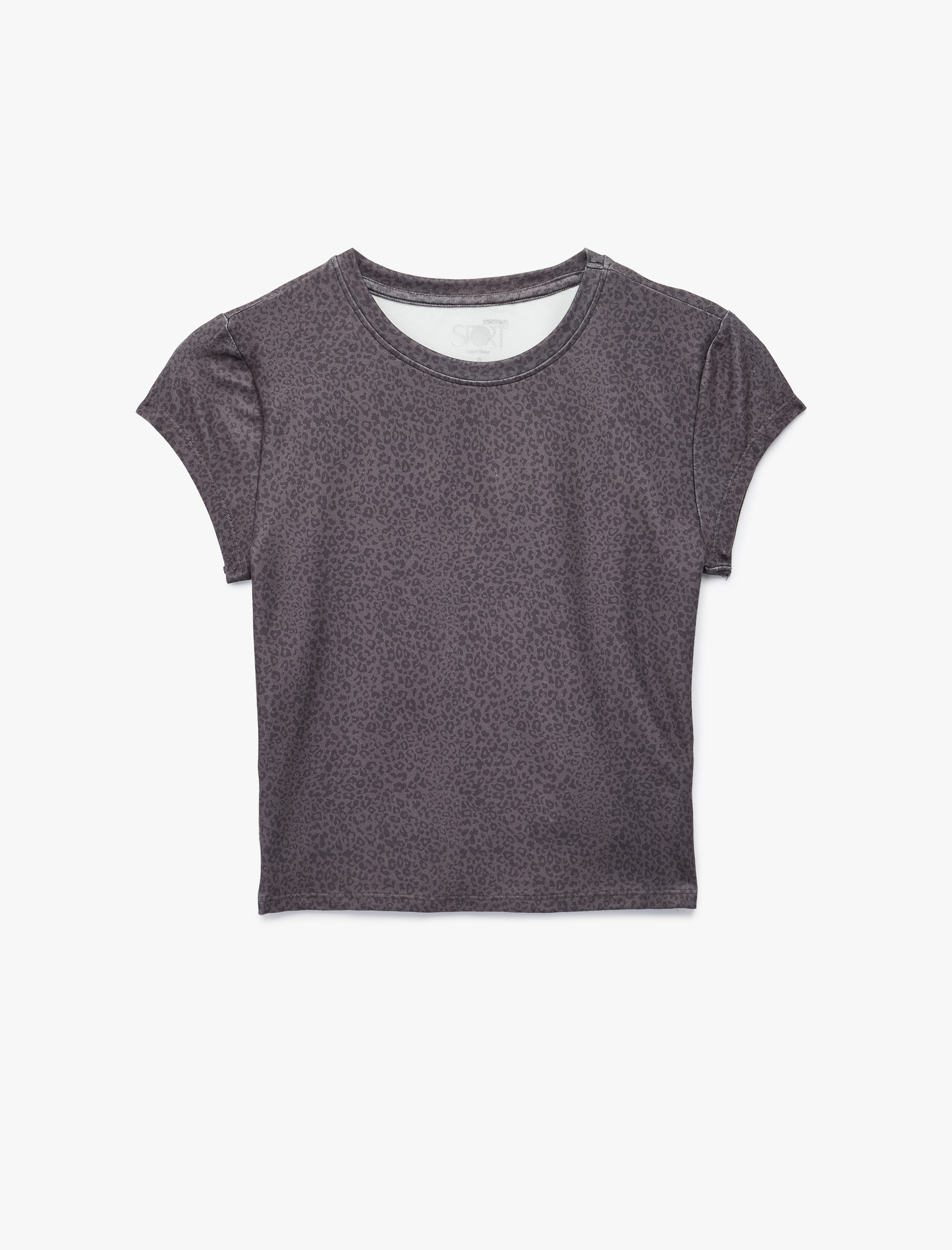   Kısa Kollu Bisiklet Yaka Leopar Baskılı Spor Tişört