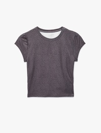 Kısa Kollu Bisiklet Yaka Leopar Baskılı Spor Tişört