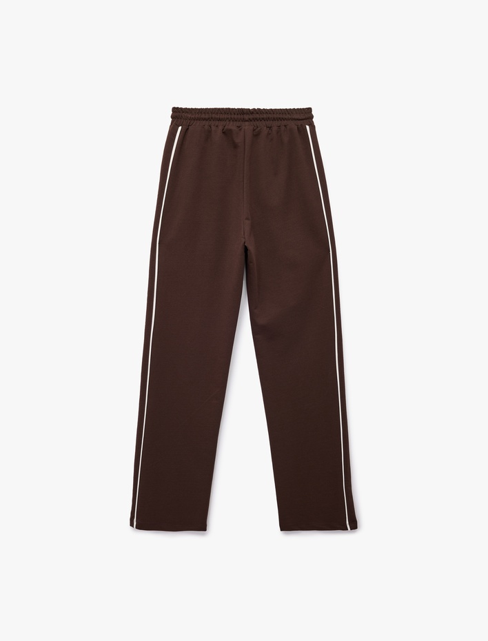  Yüksek Bel Lastikli Cep Detaylı Biyeli Oversize Geniş Paça Eşofman Altı