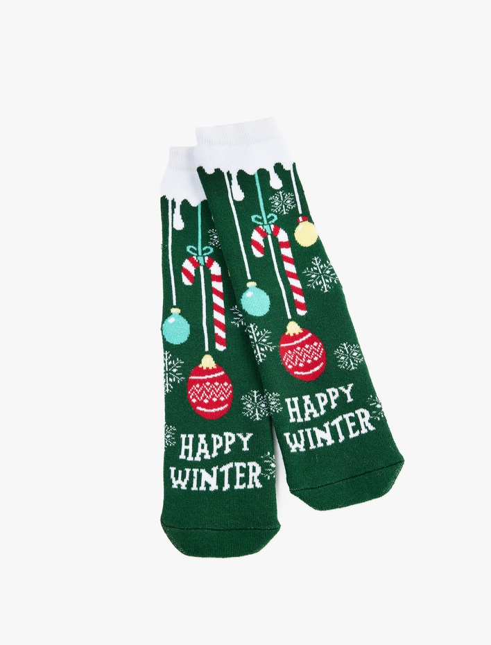 Kadın Pamuklu Kalın Soket Yılbaşı Çorabı
