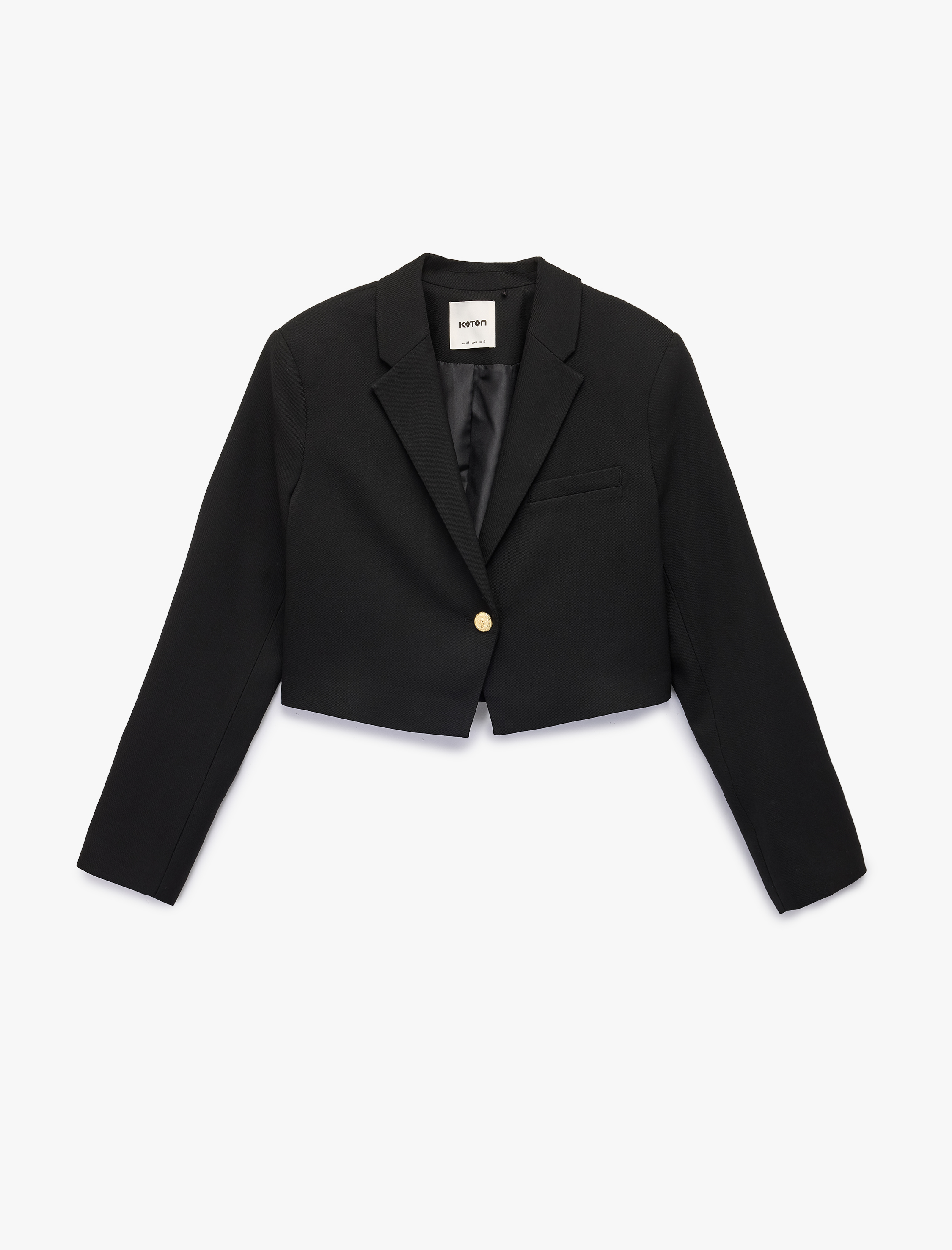   Uzun Kollu Kruvaze Düğmeli Crop Blazer Ceket