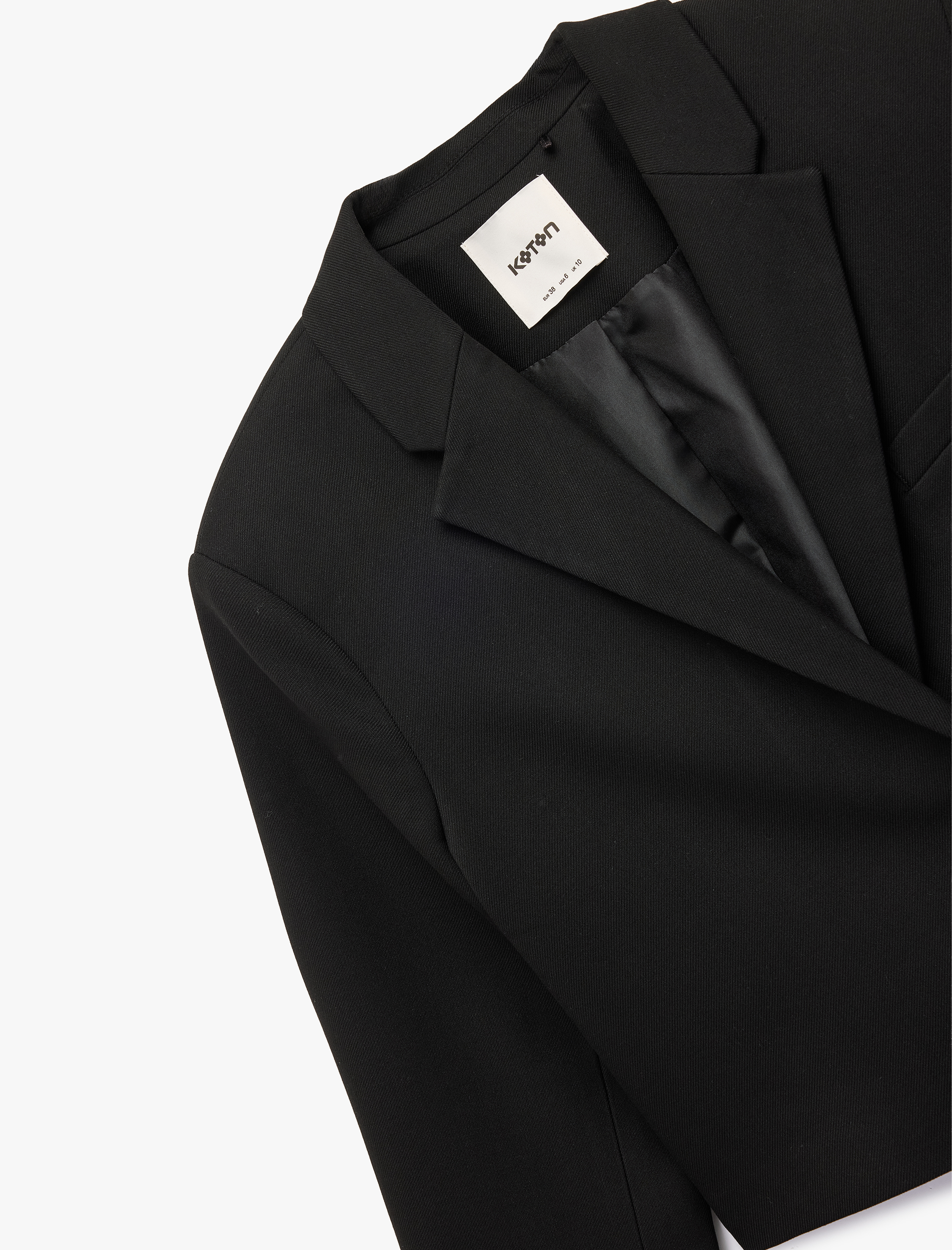   Uzun Kollu Kruvaze Düğmeli Crop Blazer Ceket