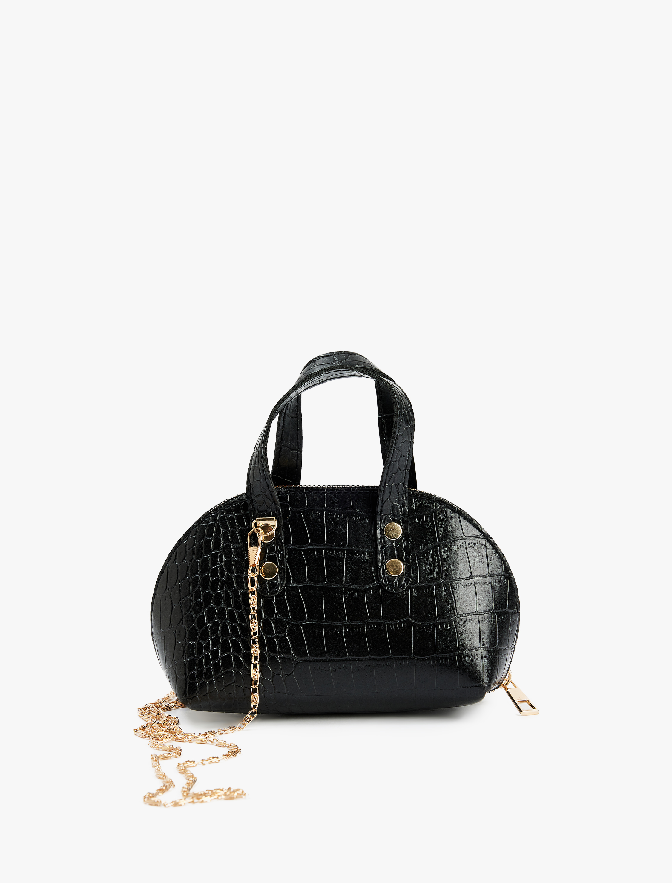  Kadın Timsah Derisi Görünümlü Zincir Askılı Metal Aksesuarlı El Çantası