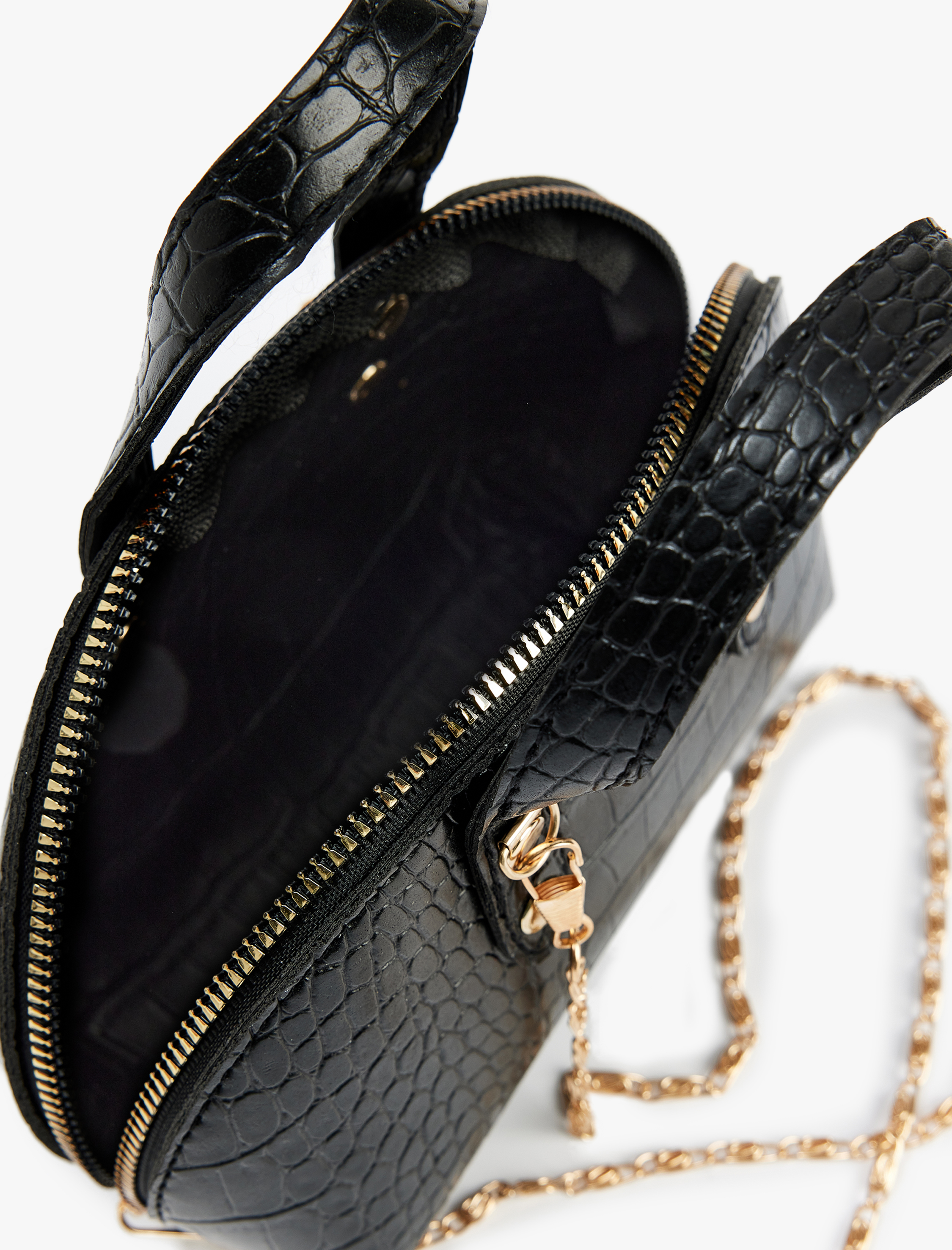  Kadın Timsah Derisi Görünümlü Zincir Askılı Metal Aksesuarlı El Çantası