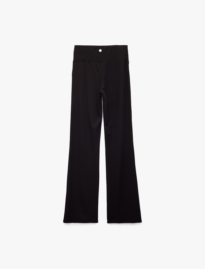  Yüksek Bel Dokulu İspanyol Paça Spor Tayt