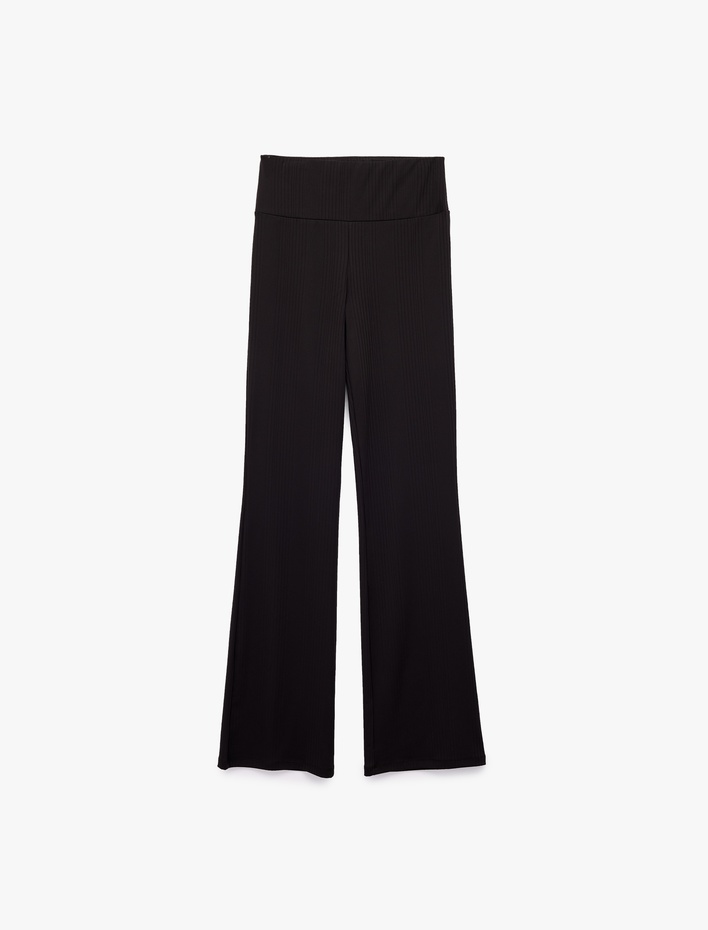  Yüksek Bel Dokulu İspanyol Paça Spor Tayt