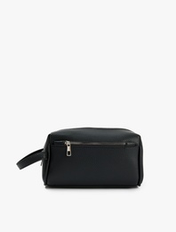 Cep Detaylı Fermuarlı Suni Deri El Çantası