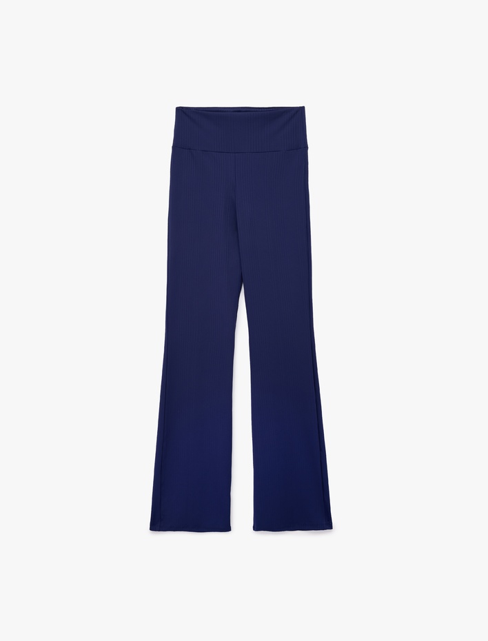  Yüksek Bel Dokulu İspanyol Paça Spor Tayt