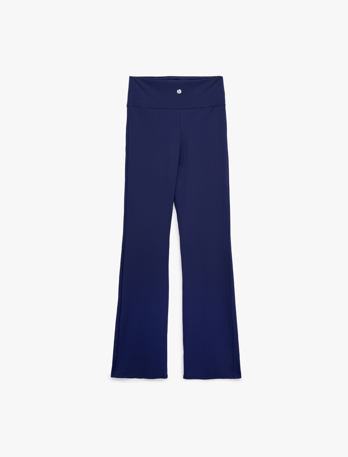  Yüksek Bel Dokulu İspanyol Paça Spor Tayt