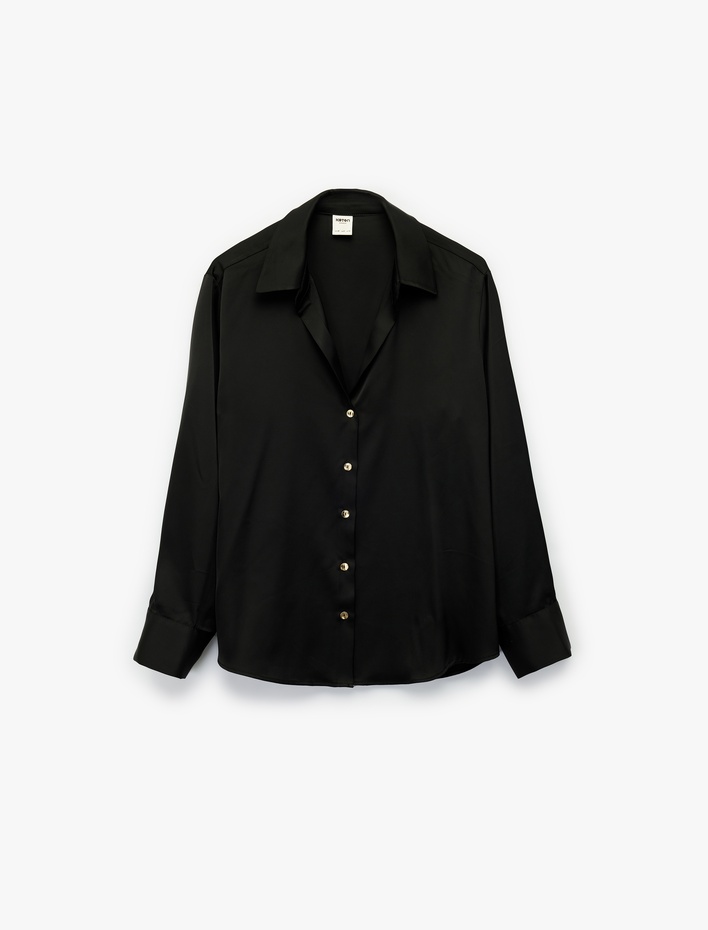  Klasik Yaka Rahat Kalıp Düğmeli Uzun Kollu Gömlek