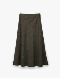 Rahat Kalıp Çan Kesim Midi Boy Desenli Kışlık Etek