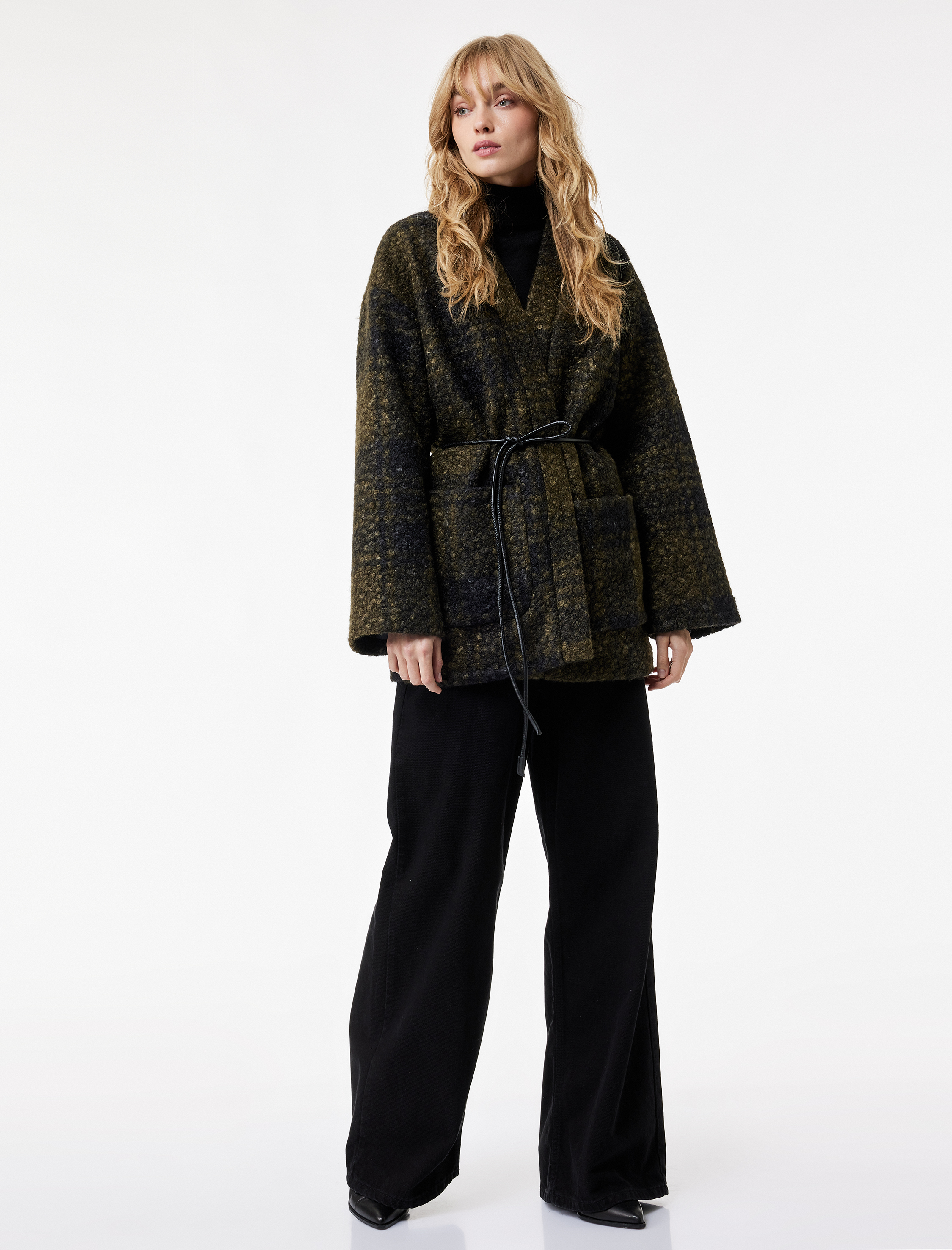   Ekose Kaban Kemerli Cepli Uzun Kollu