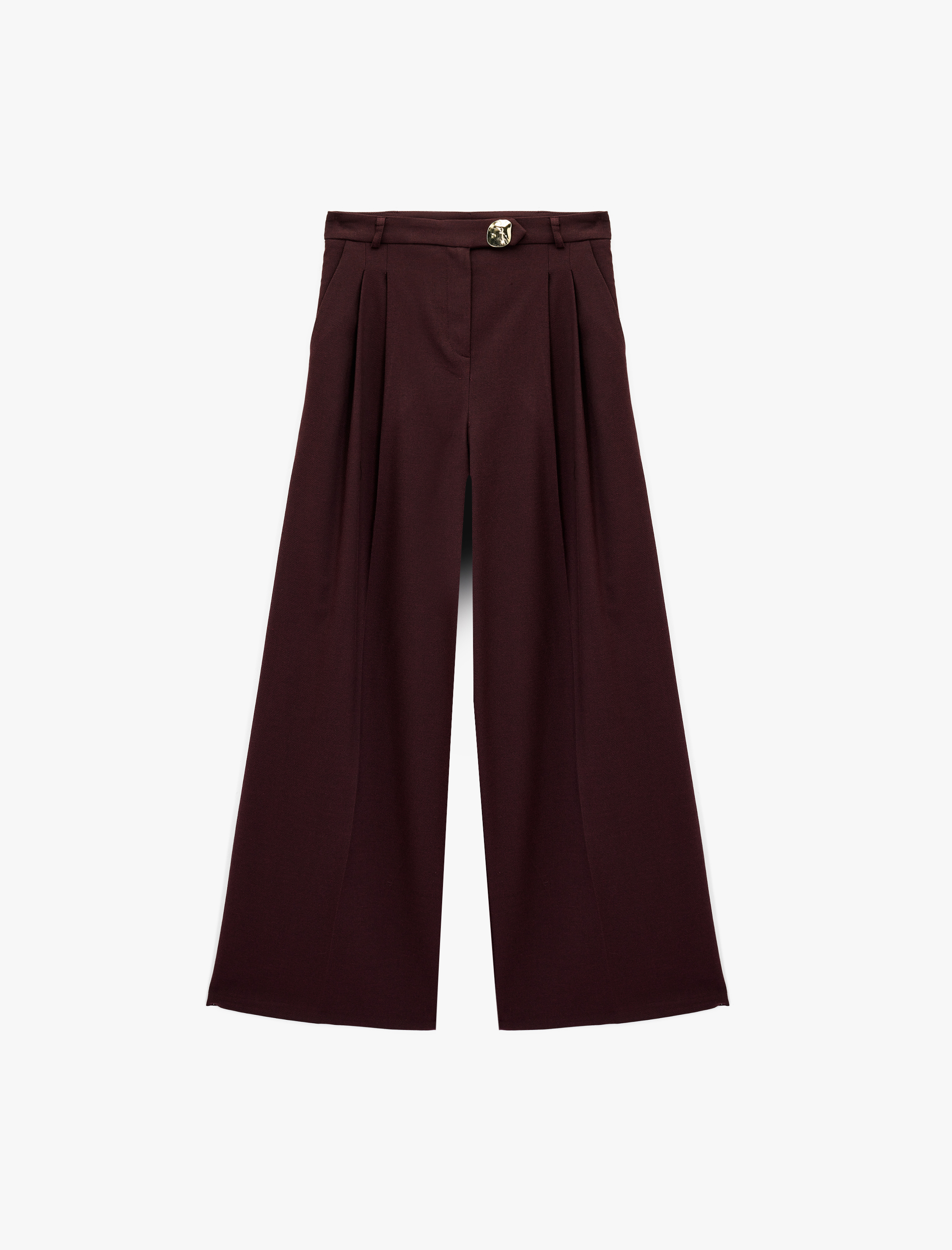   Koton X Melis Ağazat - Cepli Pile Detaylı Metal Aksesuarlı Palazzo Pantolon