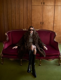 Koton X Melis Ağazat - Suni Kürk Kaban Düğmeli Uzun Kollu Cepli