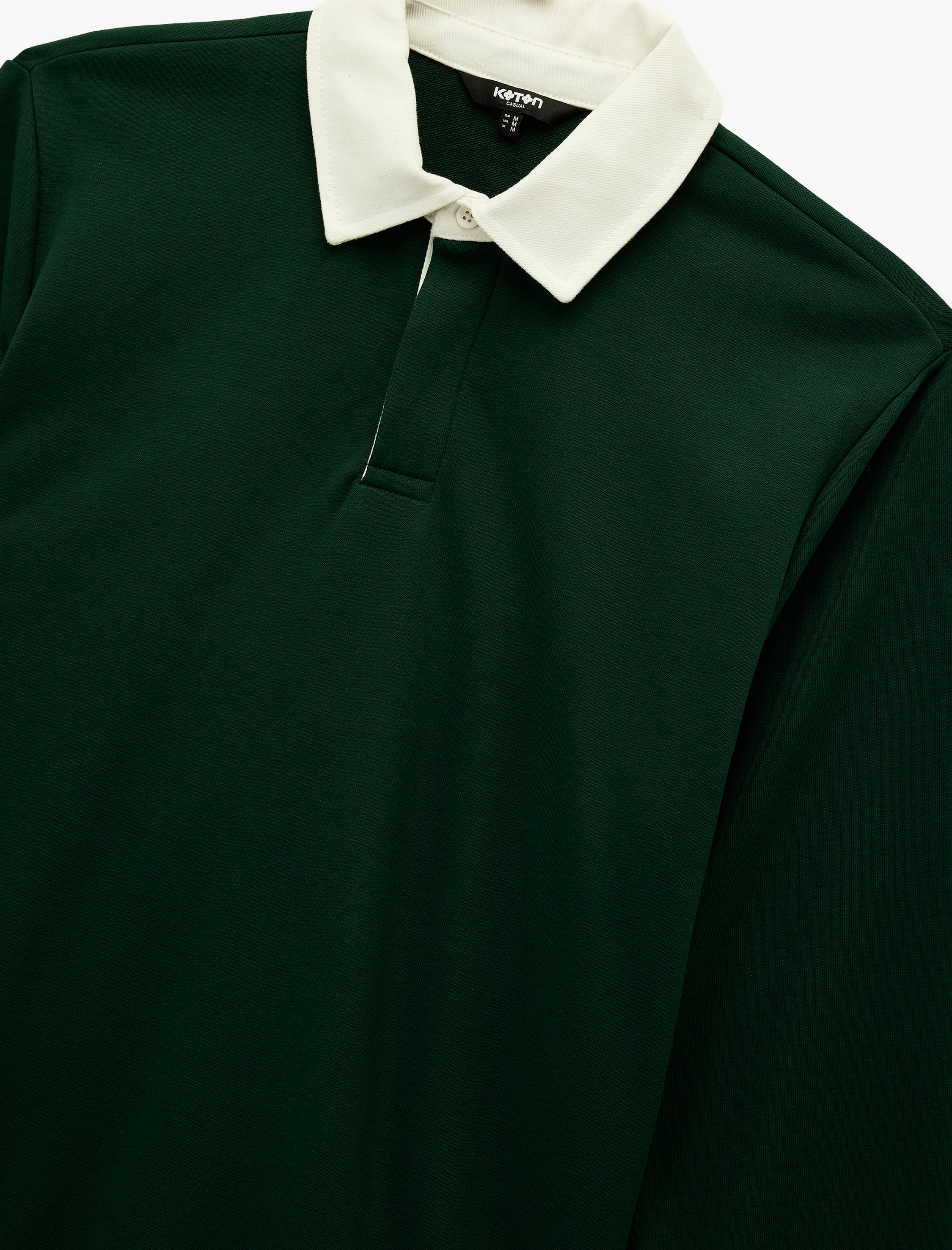   Şardonlu Düğmeli Polo Yaka Uzun Kollu Sweatshirt