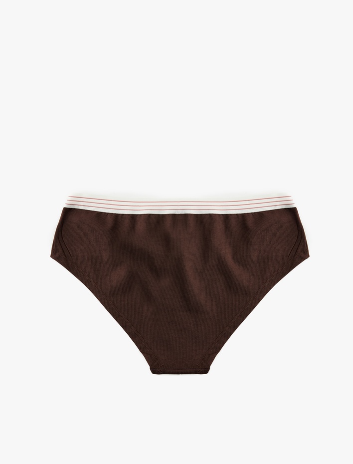  Rahat Kalıp Bel Detaylı Baskılı Pamuklu Brief Külot