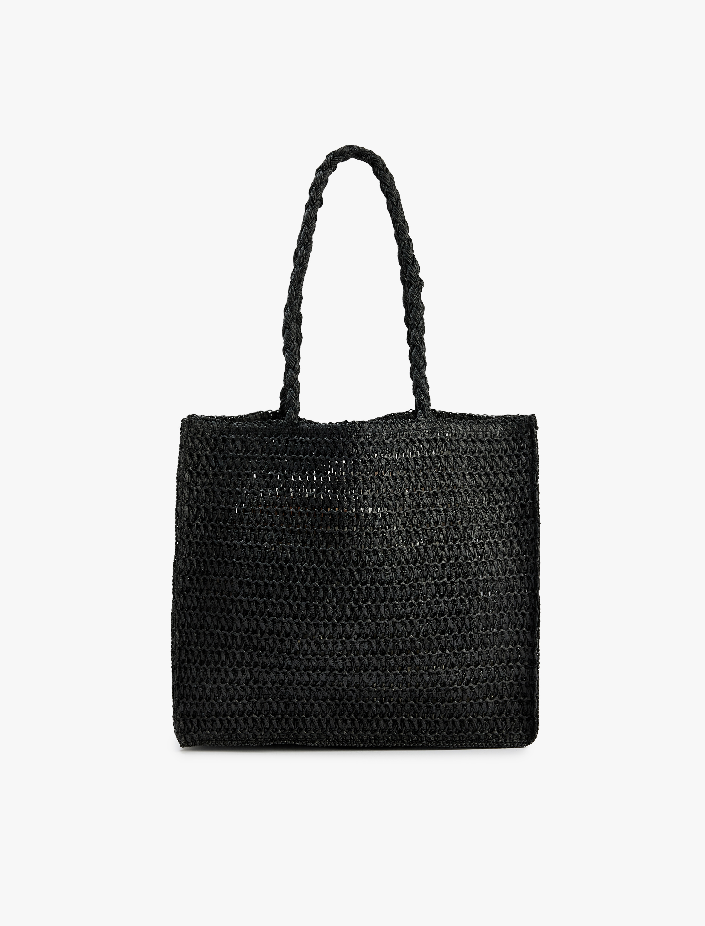  Kadın Saplı Örgü Hasır Tote Çanta