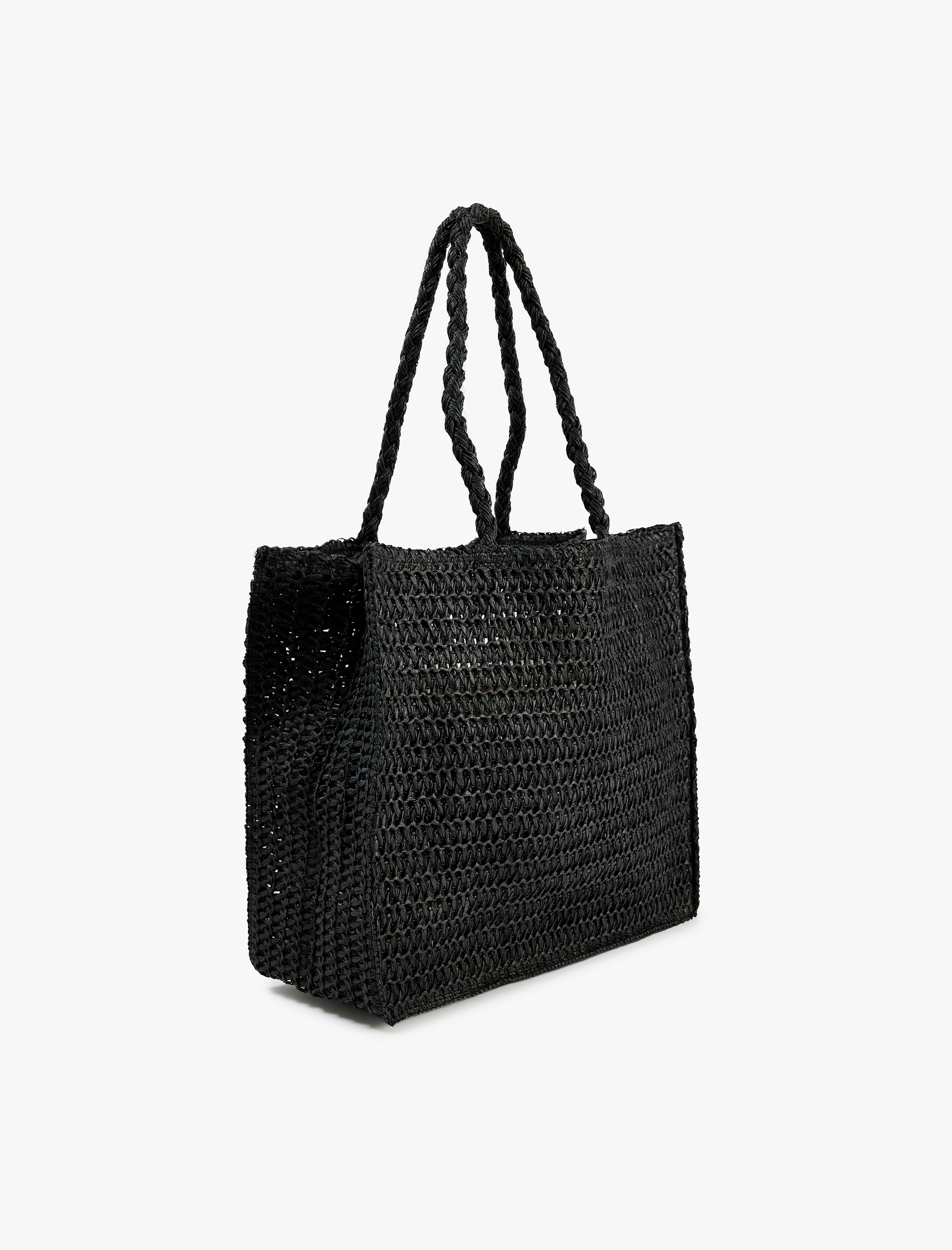  Kadın Saplı Örgü Hasır Tote Çanta