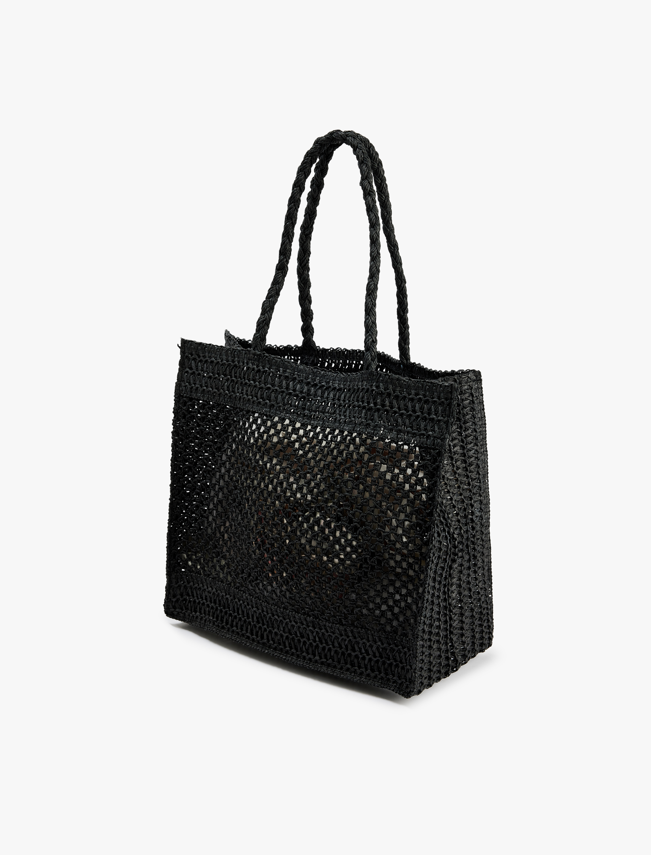  Kadın Saplı Örgü Hasır Tote Çanta