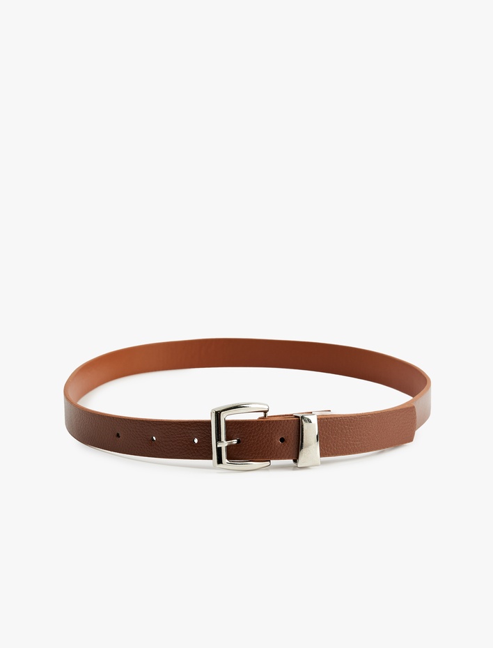 Kadın Metal Tokalı Suni Deri İnce Kemer