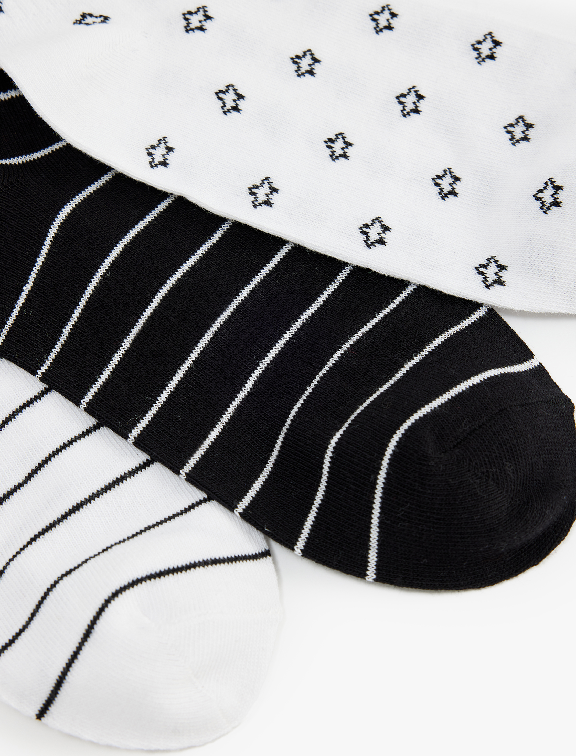  Kadın Yıldız Desenli Pamuklu 3'lü Soket Çorap Seti