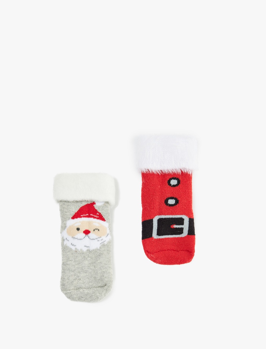 Koton Erkek Bebek Noel Baba Baskılı 2’li Çorap Seti