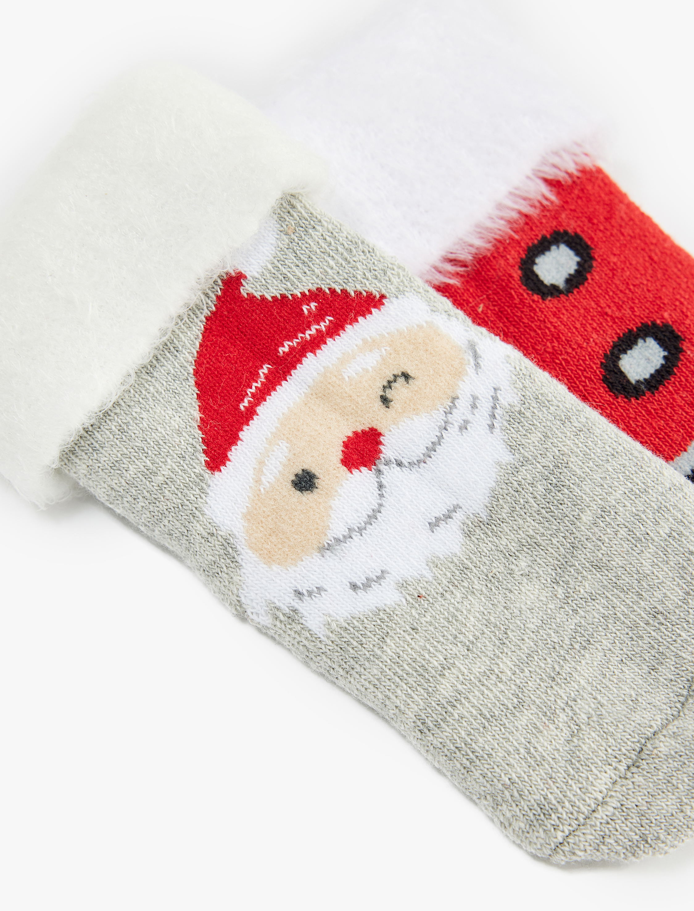  Erkek Bebek Noel Baba Baskılı 2'li Yılbaşı Çorabı