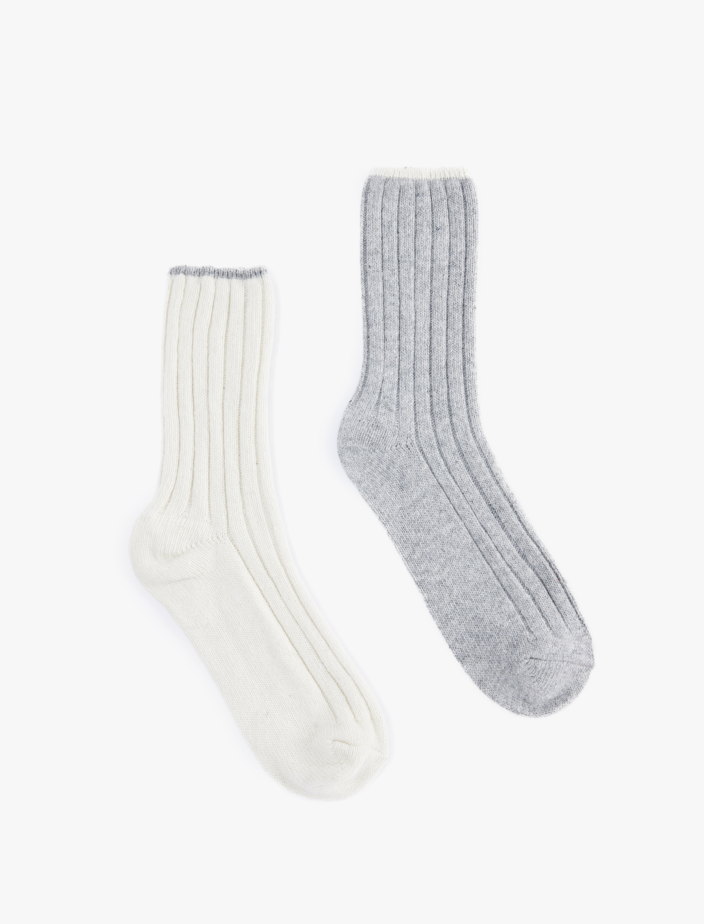  Kadın Koyun Yünü Karışımlı Çizgili 2'li Kalın Soket Çorap Seti