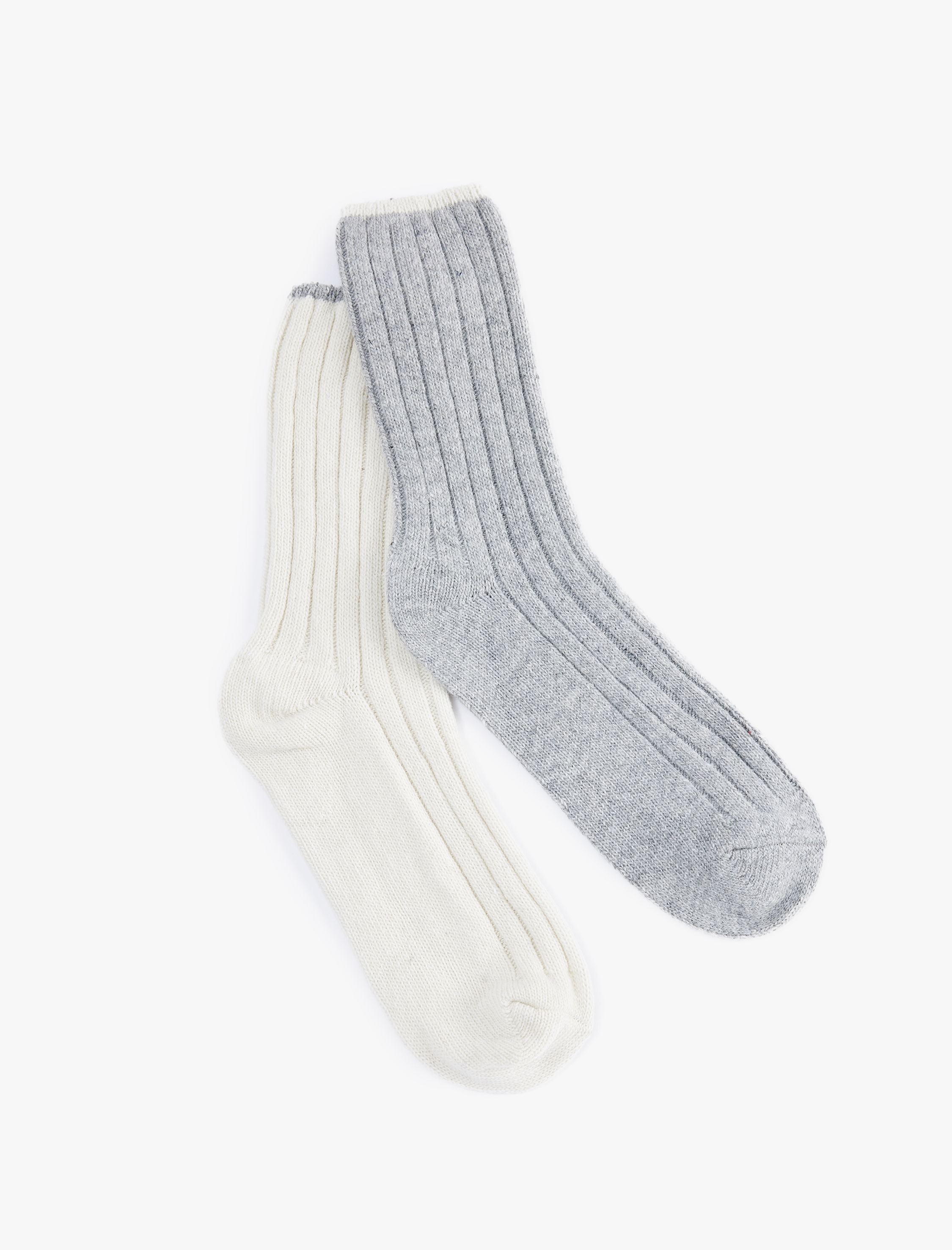  Kadın Koyun Yünü Karışımlı Çizgili 2'li Kalın Soket Çorap Seti
