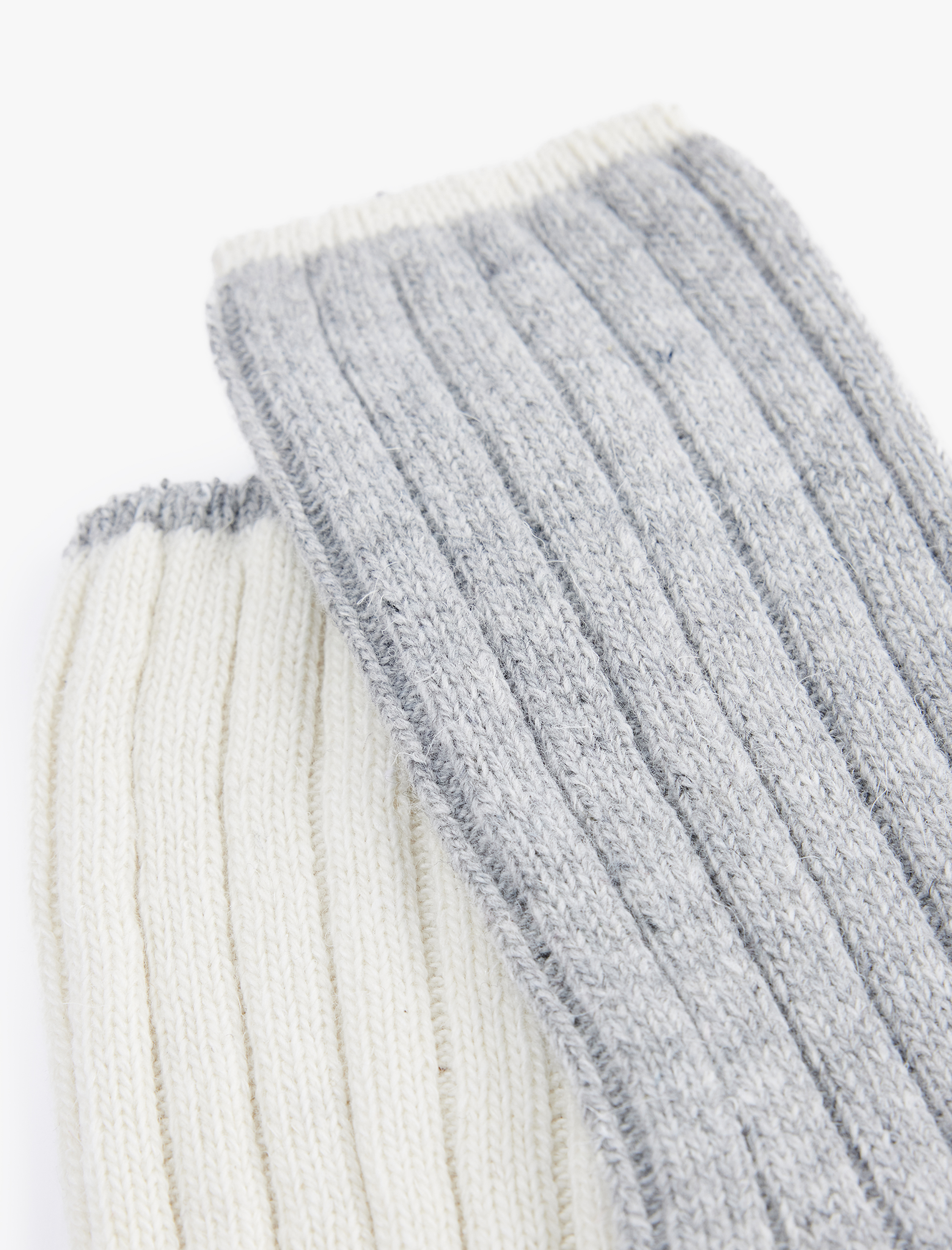  Kadın Koyun Yünü Karışımlı Çizgili 2'li Kalın Soket Çorap Seti