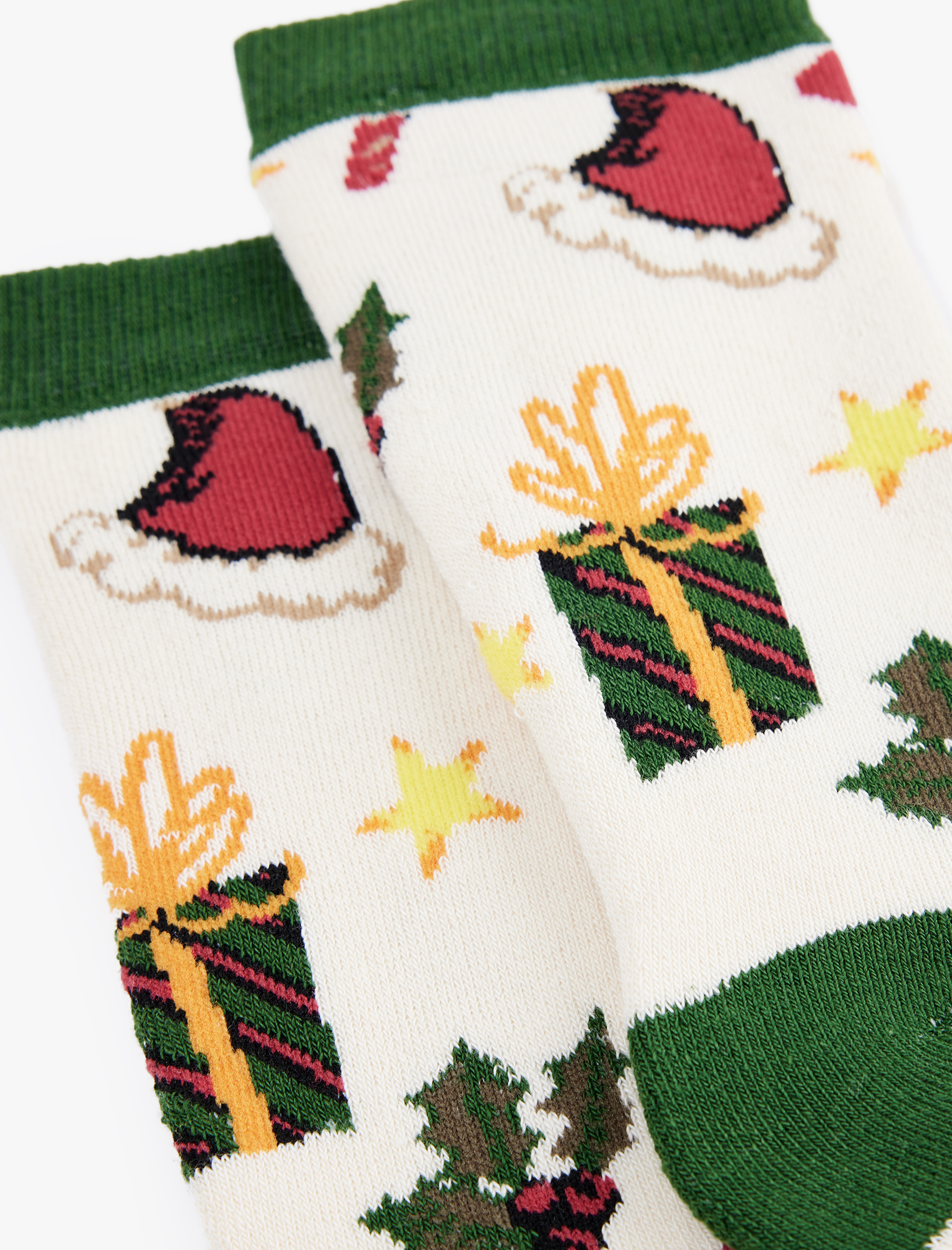  Kadın Renk Kontrastlı Pamuklu Soket Havlu Yılbaşı Çorabı